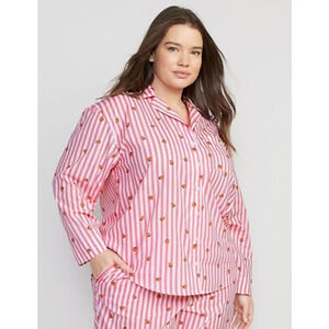 Old Navy ONLY Strawberry Jammin’ Pink Womens Tropical Pajama Shirt Size XL